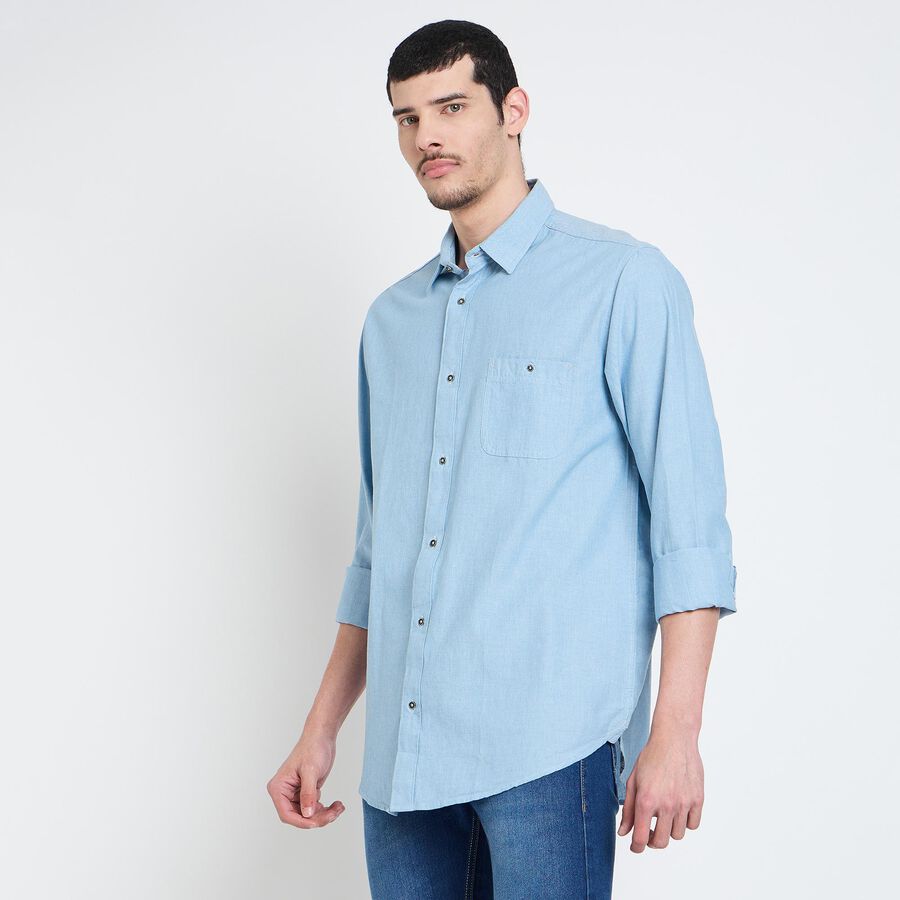 Men's 100% Cotton Casual Shirt , Light Blue, large image number null