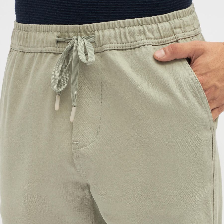 Men's Muted Beige Slim Fit Jogger Style Casual Trousers, Light Green, large image number null