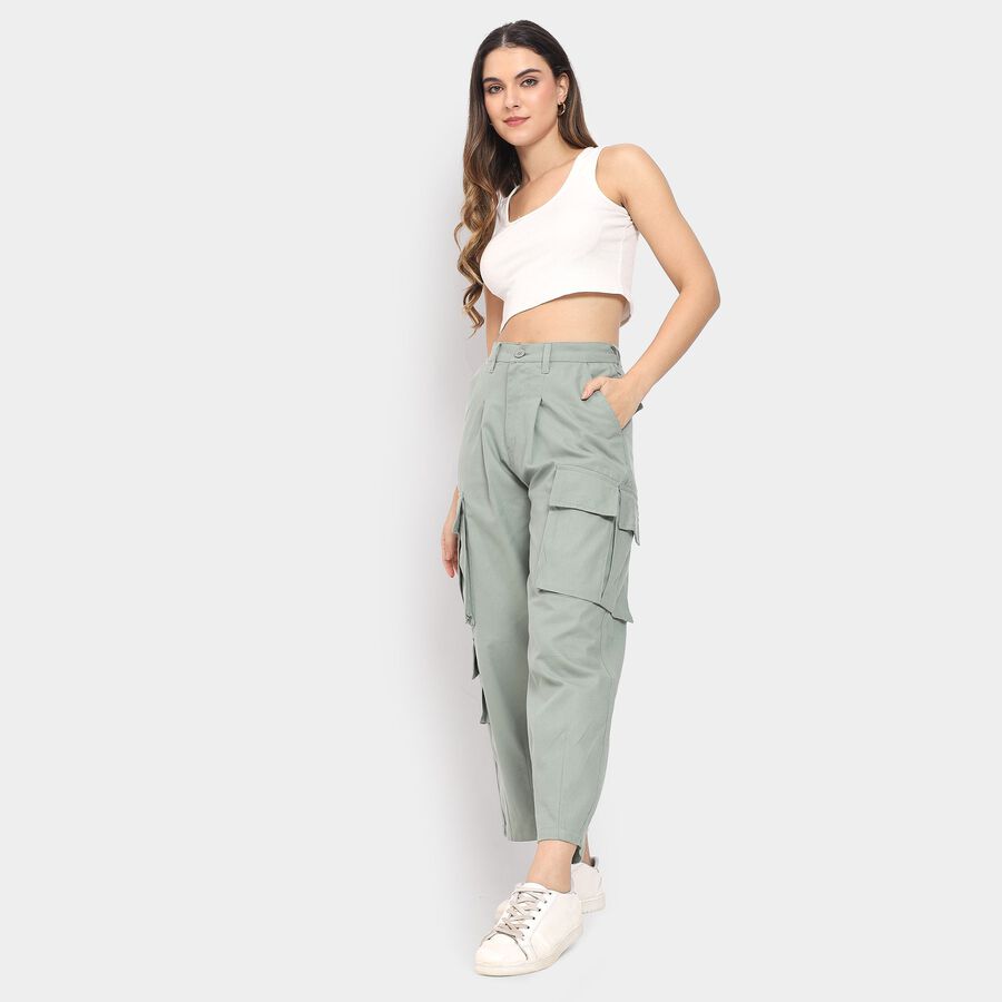 Ladies' 100% Cotton Trousers , हल्का हरा, large image number null