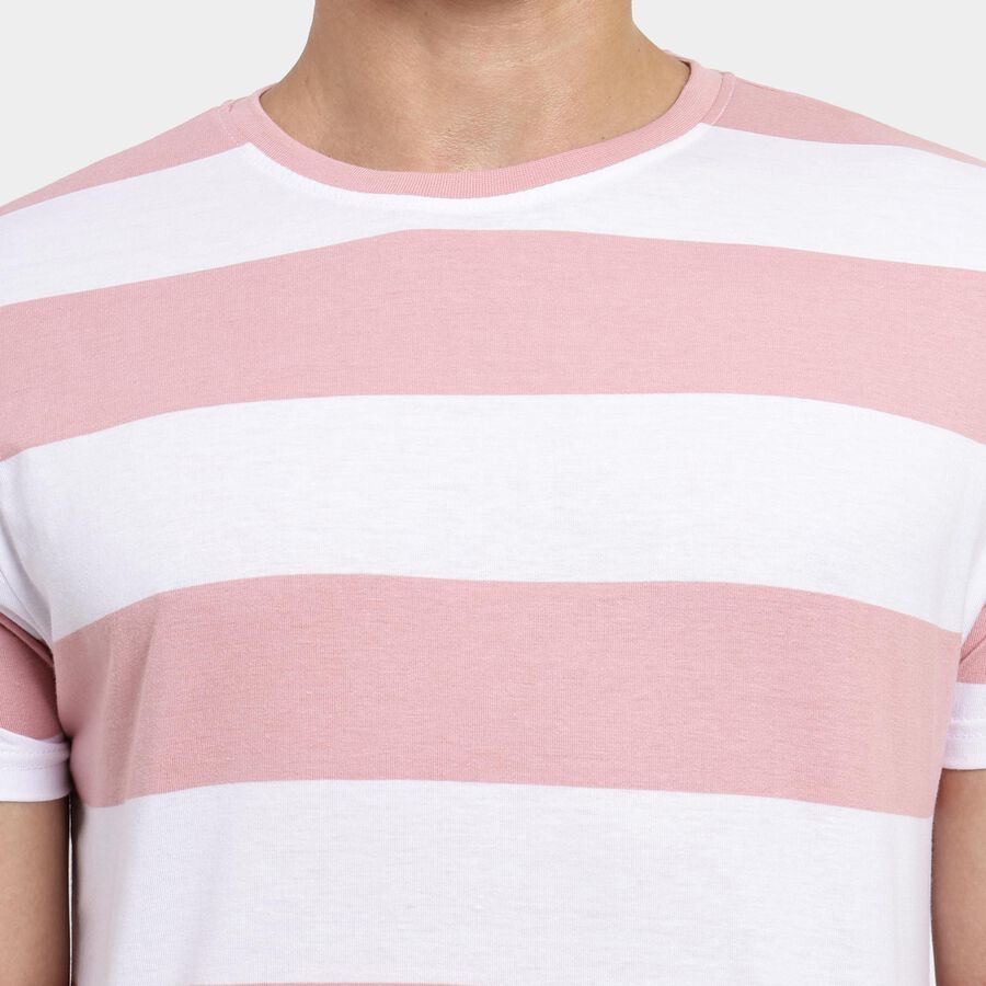 Men's Round Neck Half Sleeves T-Shirt, हल्का गुलाबी, large image number null