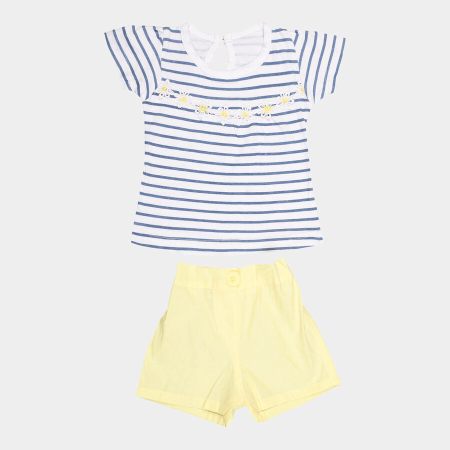 Infants Cotton Shorts Set, Yellow, large image number null