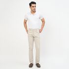 Men's Slim Fit Casual Trousers, Silver, small