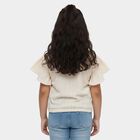 Girls' Off-White Round Neck Casual Sleeveless T-Shirt, Off White, small