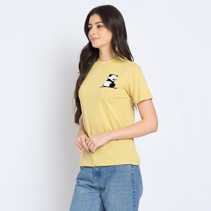Ladies' Round Neck T-Shirt, Khaki, large
