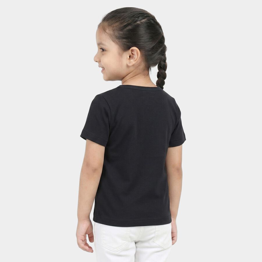 Girls Navy Blue Round Neck Regular T-Shirt, नेवी ब्लू, large