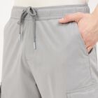 Men's Light Grey Slim Fit Flat-Front Trousers, हल्का ग्रे, small