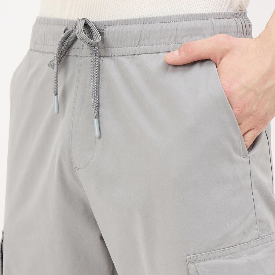 Men's Light Grey Slim Fit Flat-Front Trousers, हल्का ग्रे, large