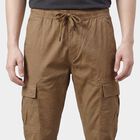 Men's Slim Fit Casual Trousers, Khaki, small