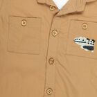 Infants' Beige 100% Cotton Collar Graphic Print Baba Suit, Beige, small