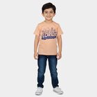 Boys Orange Round Neck Casual T-Shirt, Orange, small