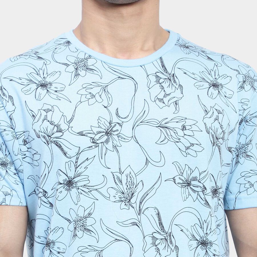 All Over Print Round Neck T-Shirt, Sky Blue, large image number null