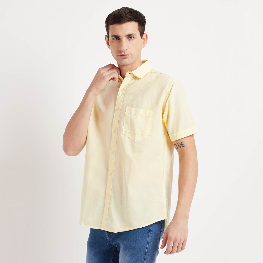 Cotton Solid Casual Shirt, Yellow, large image number null