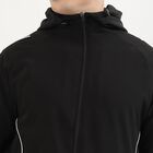 Men's Jet Black Hooded Athleisure Jacket, Black, small image number null