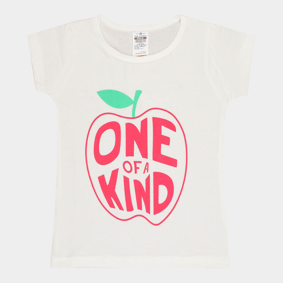 Girls Cotton T-Shirt, Off White, large image number null