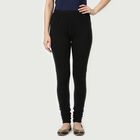Women's Black Slim Fit Elastic Waist Churidar, काला, small