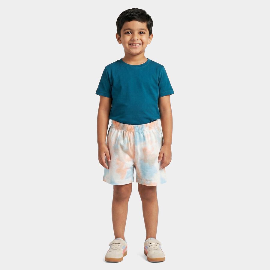 Boys' White Relaxed Fit Tie-Dye Bermuda Shorts, सफ़ेद, large