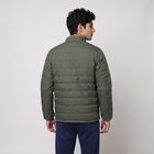 Men's Olive Green Stand Collar Puffer Jacket, Olive, small
