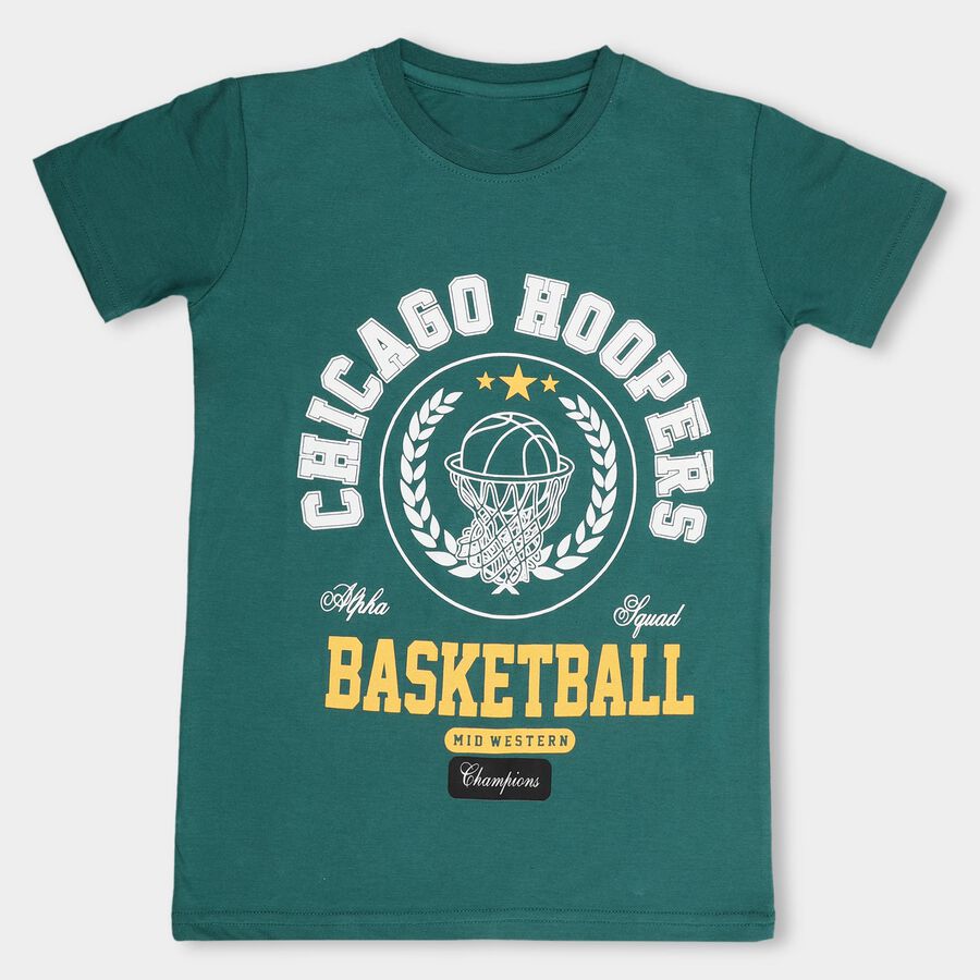 Boys' Half Sleeves T-Shirt, Dark Green, large image number null