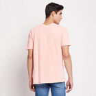 Cut & Sew Round Neck T-Shirt, Pink, small image number null