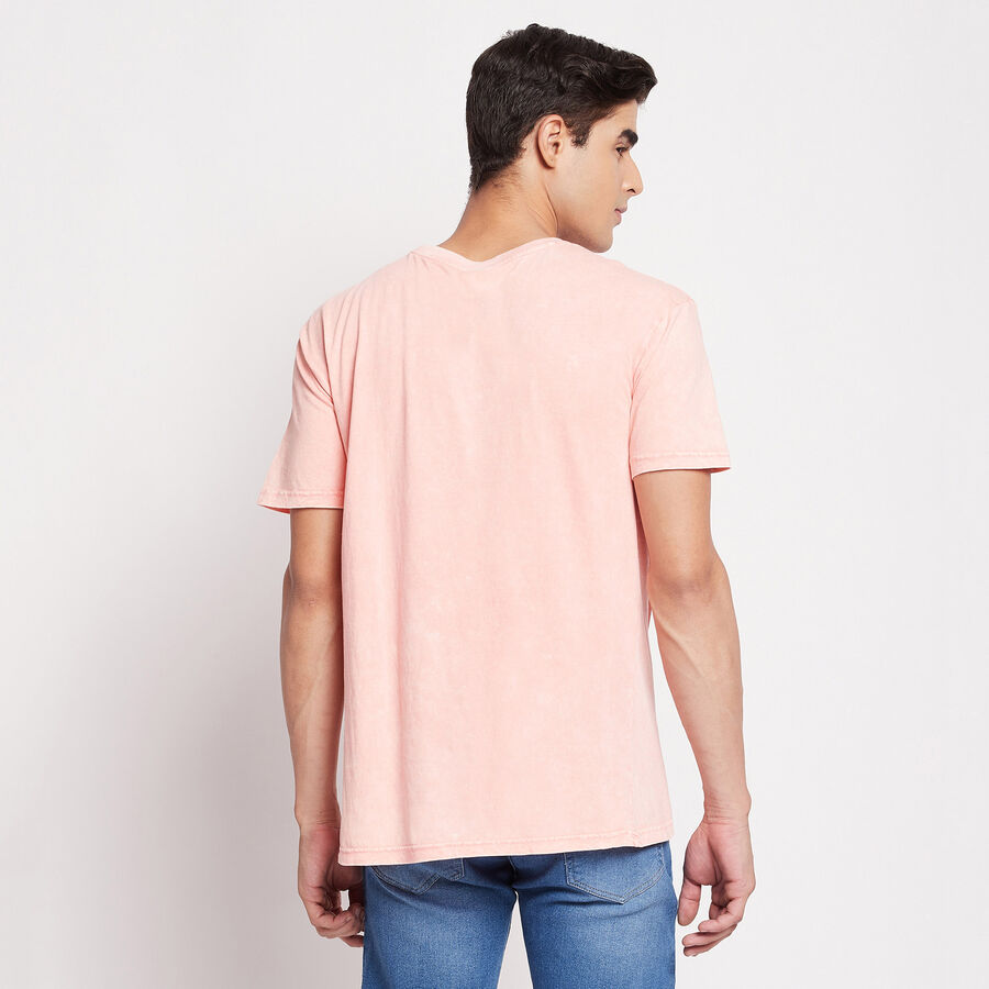 Cut & Sew Round Neck T-Shirt, Pink, large image number null