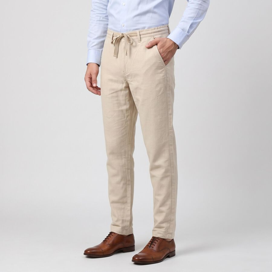 Men's Off White Slim Fit Chino Trousers, Off White, large