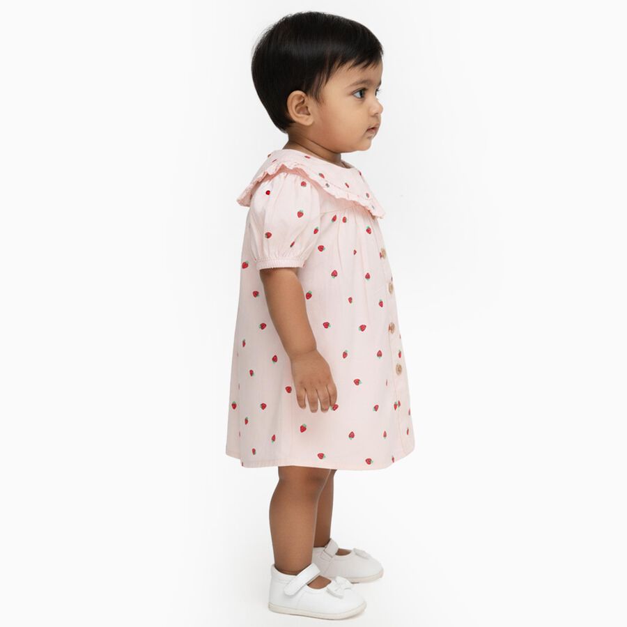 Infants Light Pink Cotton Half Sleeve Round Casual Shirt, Light Pink, large