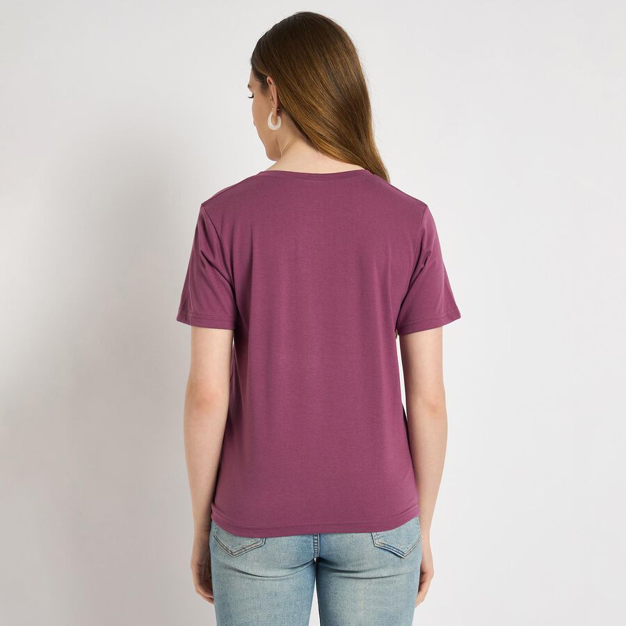 Ladies' Round Neck T-Shirt , Pink, large