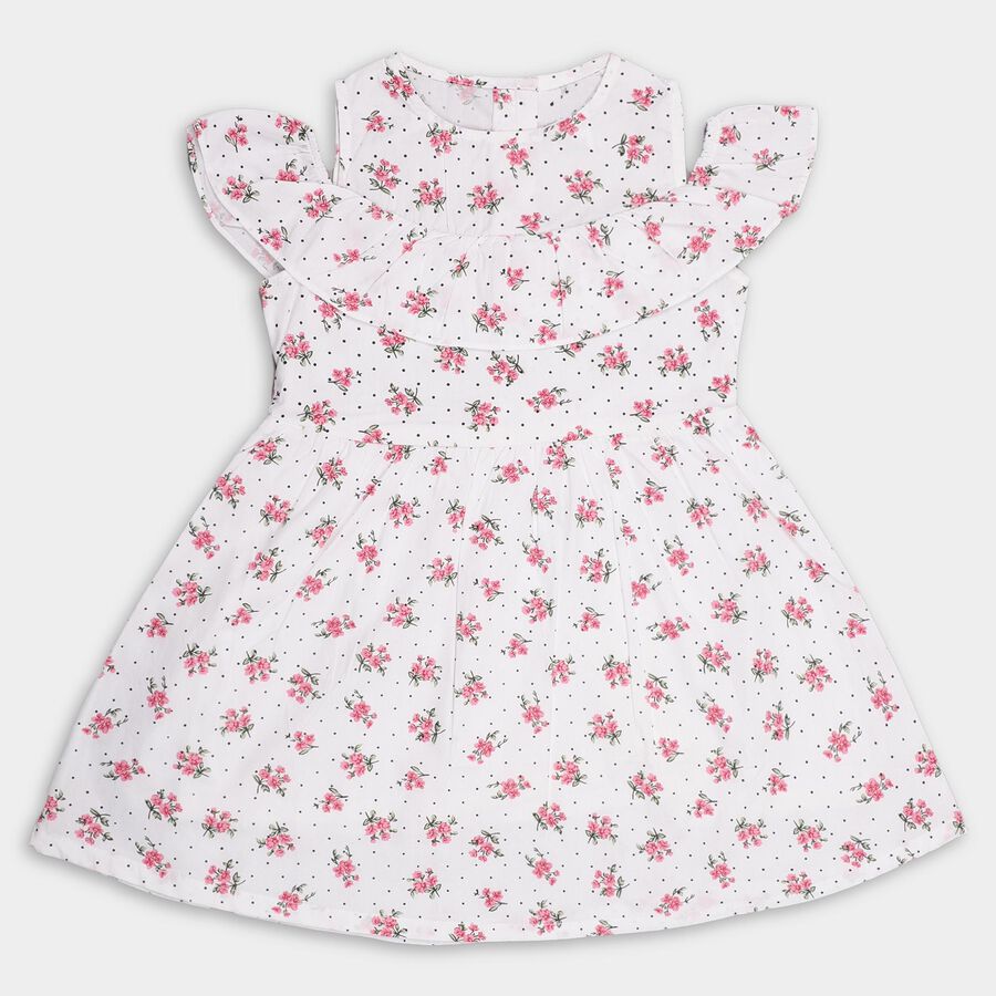 Girls' 100% Cotton Frock, ऑफ व्हाइट, large image number null