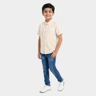 Boys Beige Cotton Half Sleeve Classic Collar Casual Shirt, Beige, small