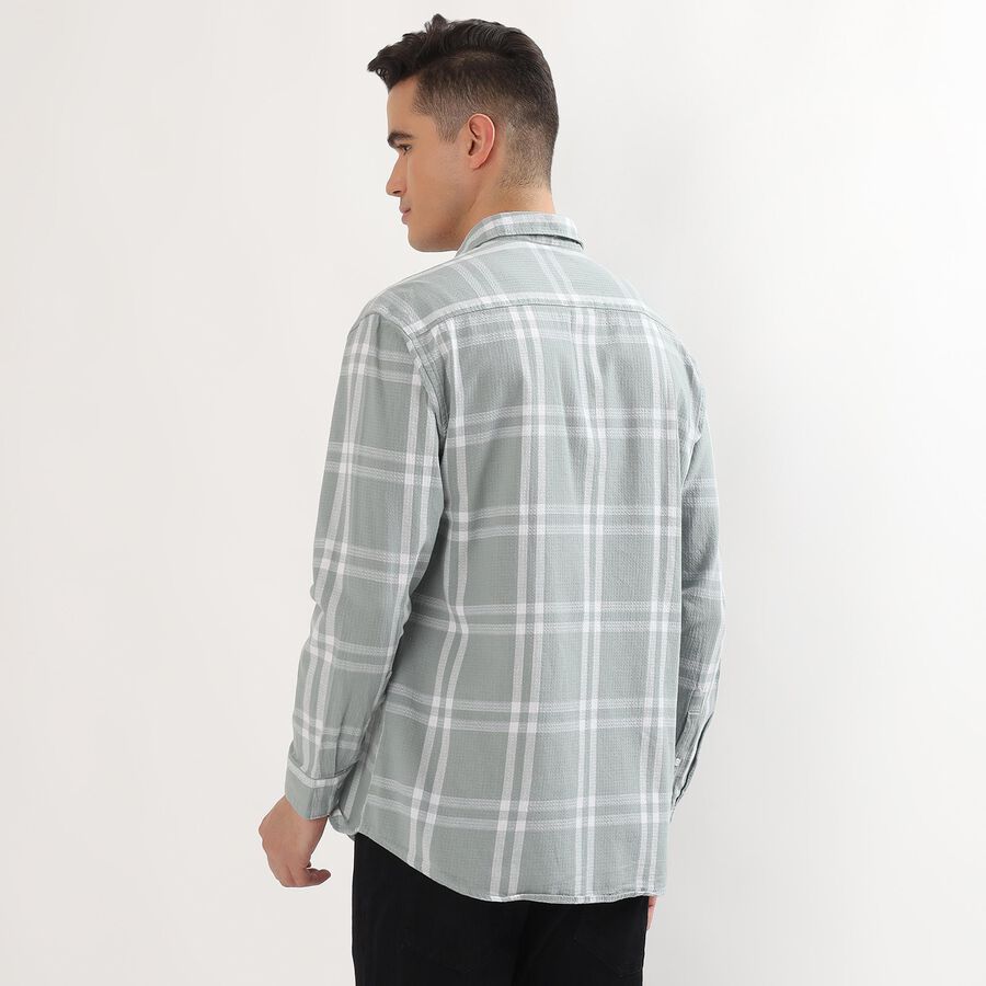 Men's Muted Olive Green Cotton Spread Collar Casual Shirt, Olive, large image number null