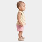 Infants Yellow Cotton Round Neck Printed Top And Shorts Set, Yellow, small