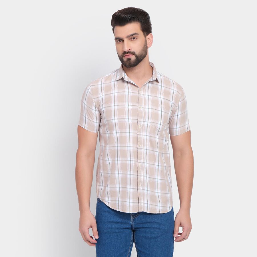 Men's 100% Cotton Casual Shirt, Beige, large image number null