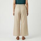 Women's Beige Wide-Leg Elastic Waist Palazzos, Beige, small