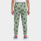 Girls' Sage Green Heart Printed Drawstring Pyjama, Light Green, small