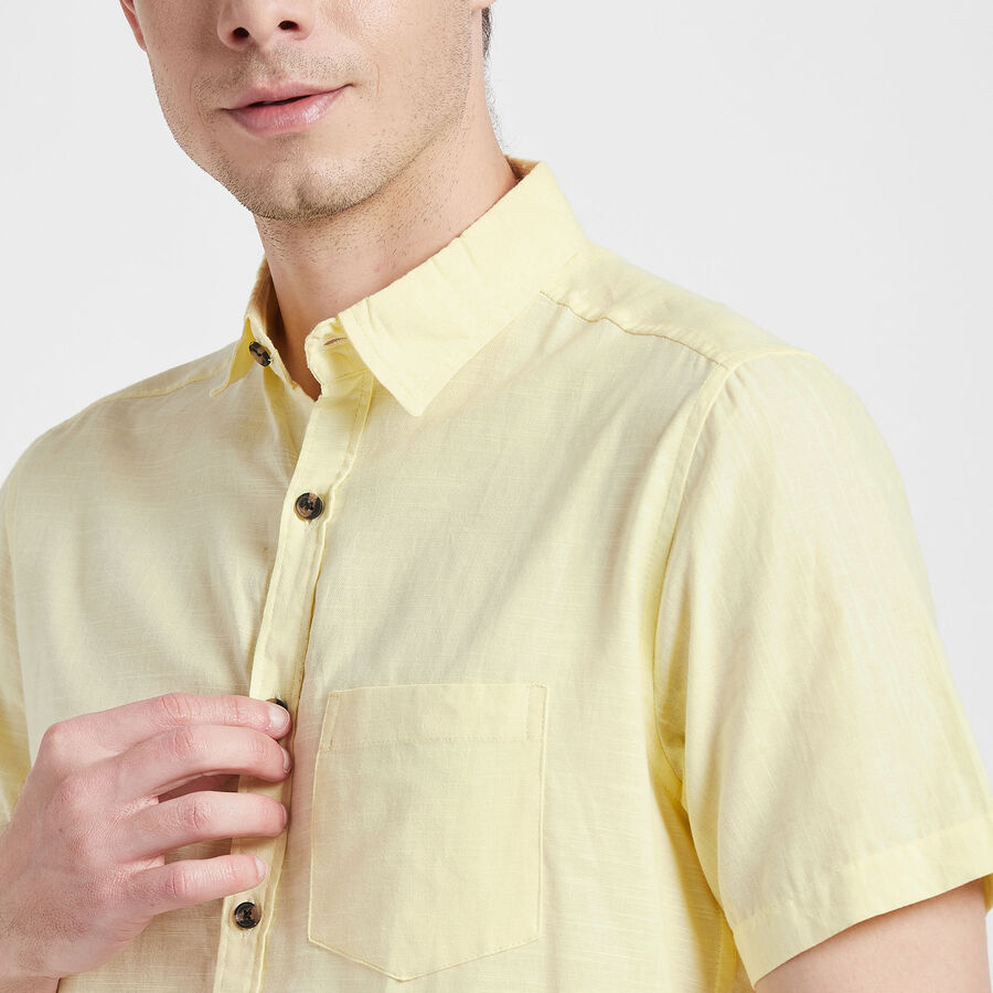 Cotton Solid Casual Shirt, Yellow, large image number null