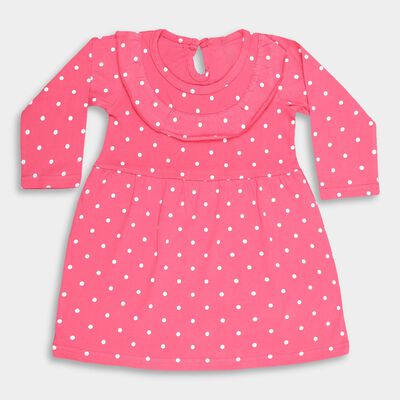 Infants' Bright Pink Polka Dot Ruffled Frock