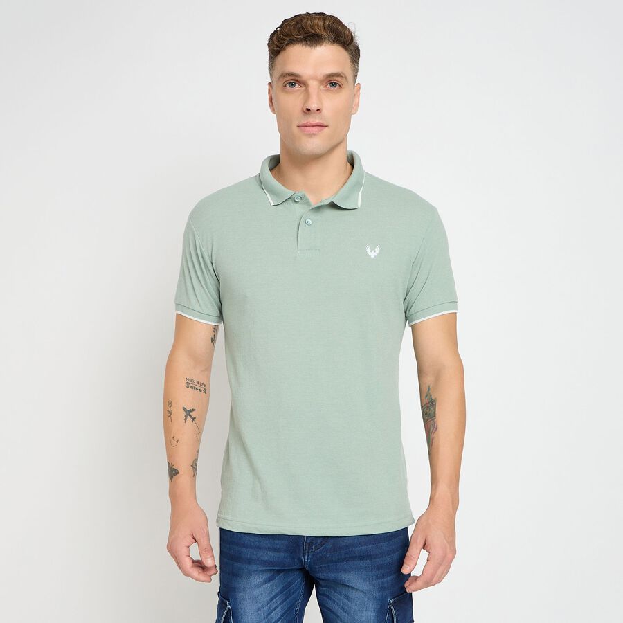 Men's Collared Half Sleeves T-Shirt, Aqua, large image number null