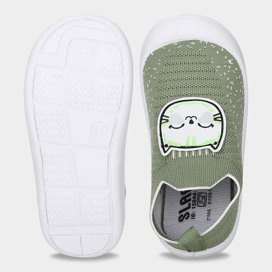 Boys' Green Slip-On Casual Sneakers, हरा, large
