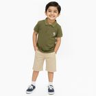 Boys Muted Olive Green Polo Neck Casual T-Shirt, Olive, small