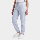 Girls' Light Blue Jogger Fit Typographic Print Winter Pyjama, हल्का नीला, small