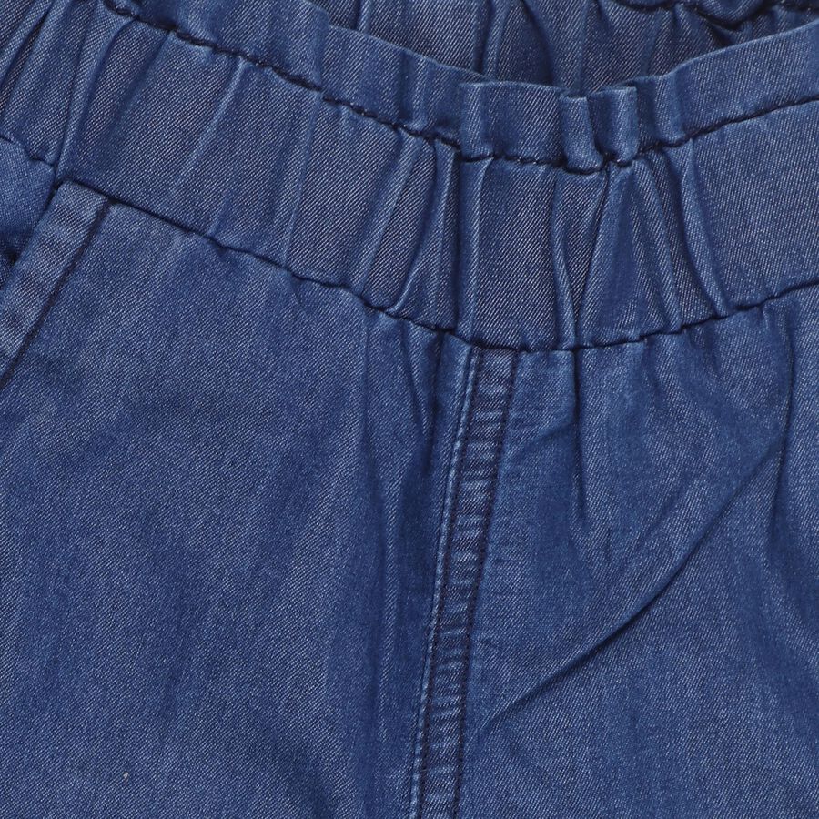 Girls' Stonewashed Blue Regular Fit Embroidered Jeans, Mid Blue, large image number null