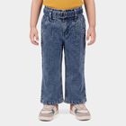 Girls Light Blue Wide Leg Belted Jeans, हल्का नीला, small