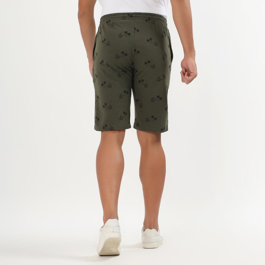 Men's Olive Green Printed Relaxed Fit Jamaican Shorts, Light Green, large image number null