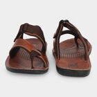 Men's Brown PU Thong Slip-On Sandals, भूरा, small