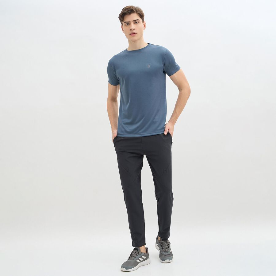 Men's Midnight Blue Crew Neck Solid Drifit T-Shirt, मध्यम नीला, large image number null