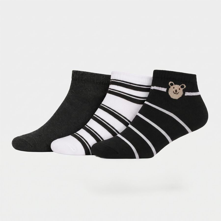 Women's Assorted Regular Fit Striped Pack of 3 Socks, चुनिंदा, large