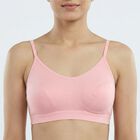 Women's Pink Cotton Blend Scoop Neck Minimalist Bra, Light Pink, small