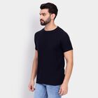 Men's Round Neck Half Sleeves T-Shirt, Navy Blue, small