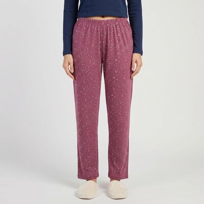 Women's Purple Straight Fit Printed Lounge Pyjama