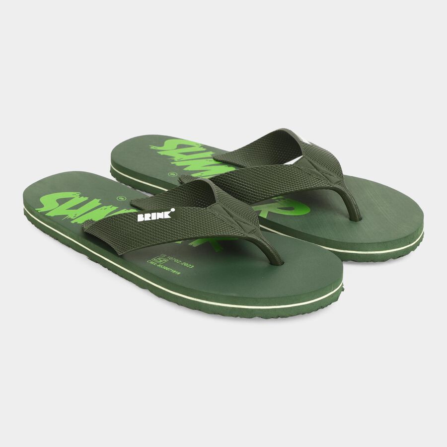 Men's V Strap Slipper, Green, large image number null